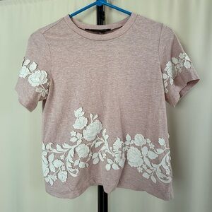 Pankaj & Nidhi Pink Floral Embroidery T-Shirt